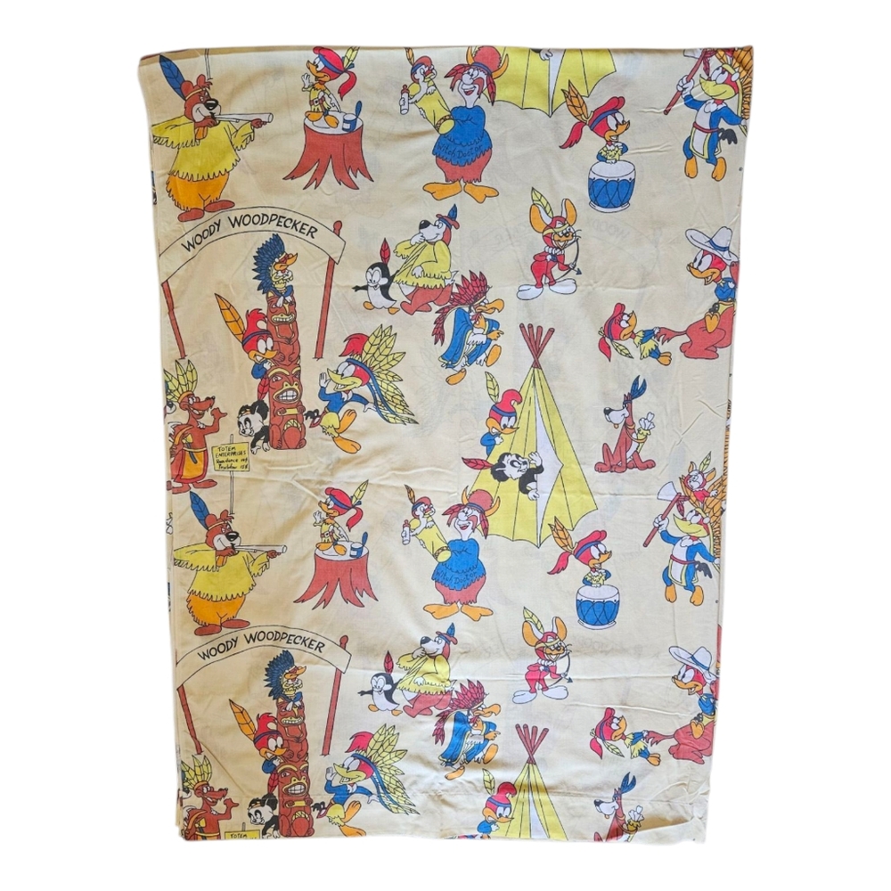 Vintage Rare 1950's Woody Woodpecker Walter Lantz Dantrel Twin Size Flat Sheet